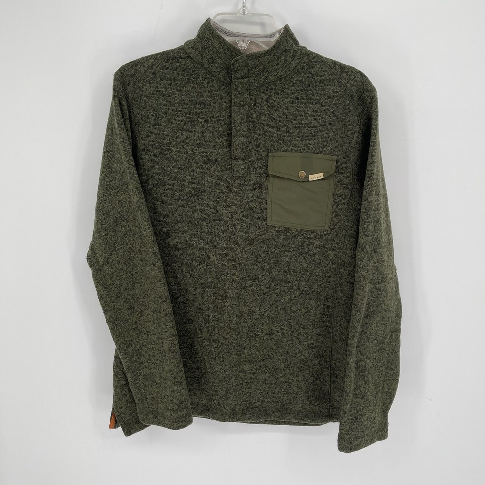 Woolrich Men's Green Quarter Snap Fleece Long Sleeve Pullover Sweater Size M